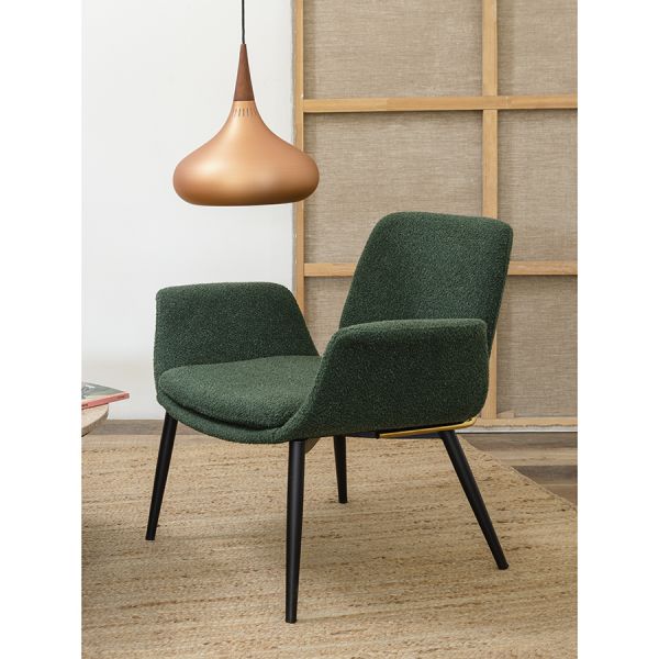 Лаунж-кресло hilde, букле, темно-зеленое Bergenson Bjorn