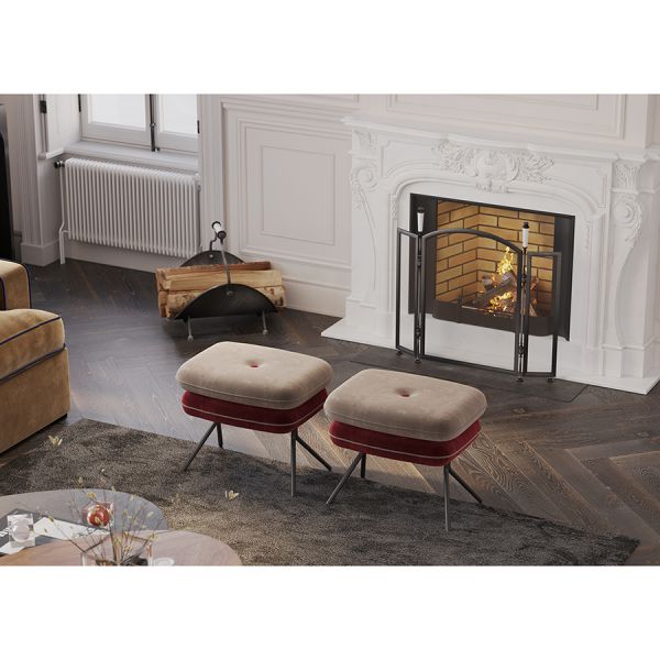 Пуф pea, велюр, бежевый/бордовый Bergenson Bjorn