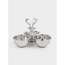 Менажница с декором, 23х17 см, 3 отделения, с ручкой, металл, серебристая, Олень, Maral grey Anna Lafarg