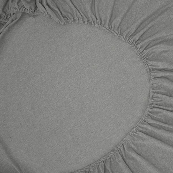 Простыня на резинке из хлопкового трикотажа серого цвета из коллекции essential Tkano