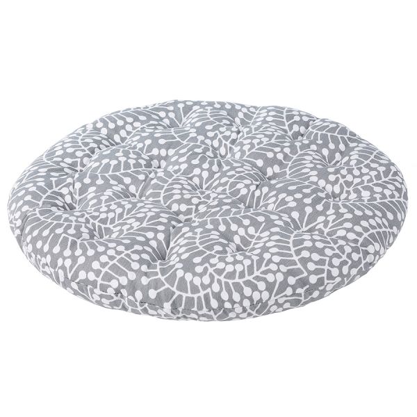 Подушка на стул круглая серого цвета с принтом Спелая Смородина из коллекции scandinavian touch, 40 см