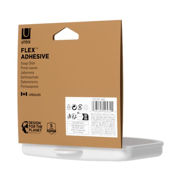 Мыльница для душа настенная flex adhesive, белая Umbra