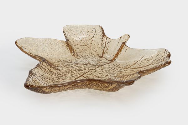 Блюдо 22х23 см, стекло, янтарное, Кленовый лист, Autumn forest ANNA LAFARG
