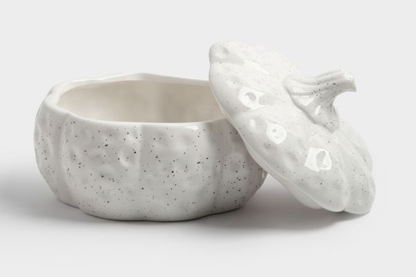 Емкость для хранения, 18х16 см, 1,3 л, керамика, белая, в крапинку, Тыква, Light pumpkin ANNA LAFARG
