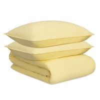 Комплект постельного белья из стираного перкаля светло-желтого цвета из коллекции essential, 150х200 см Tkano
