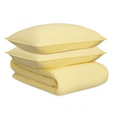 Комплект постельного белья из стираного перкаля светло-желтого цвета из коллекции essential, 150х200 см Tkano