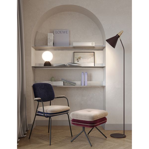 Пуф pea, велюр, бежевый/бордовый Bergenson Bjorn