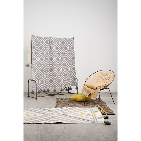 Ковер из хлопка с контрастным узором и кисточками из коллекции ethnic 120х180 см