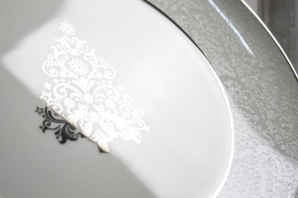 Блюдо для торта 27.5 см с лопаткой (белое золото), костяной фарфор, АККУ