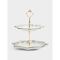 Подставка для пирожных 2-х ярусная, 25х20/24 см, керамика/металл, Еловые ветки, Festival Anna Lafarg