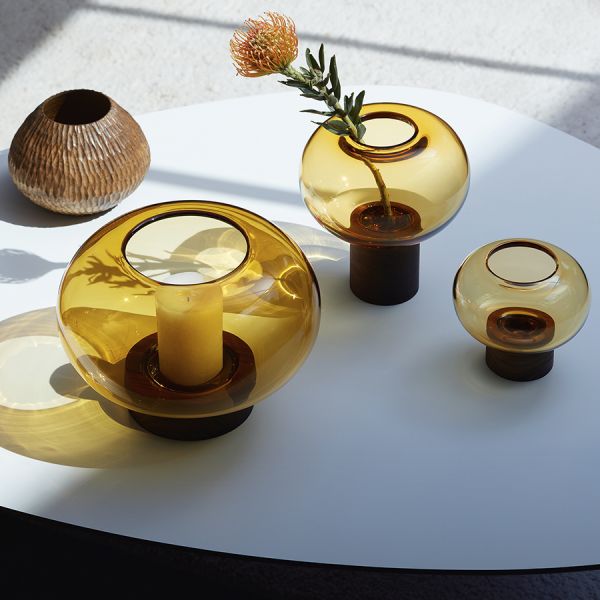 Ваза oblate, 21,5 см, янтарь/орех LSA International