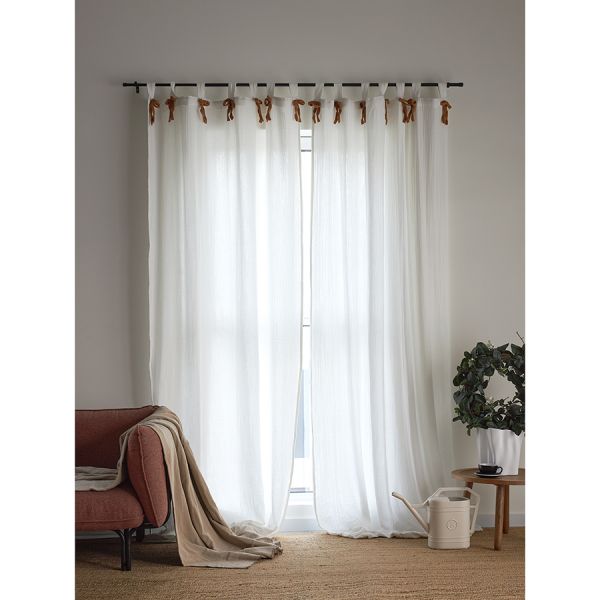 Штора из муслина с декором цвета карри из коллекции essential, 150х290 см Tkano