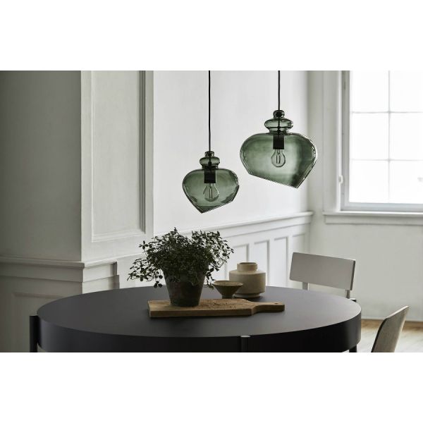 Лампа подвесная grace 23 см зеленое дымчатое стекло черный цоколь 12350505001