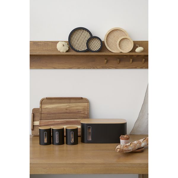 Поднос из дерева и ротанга круглый woodnes, D23 см, черный