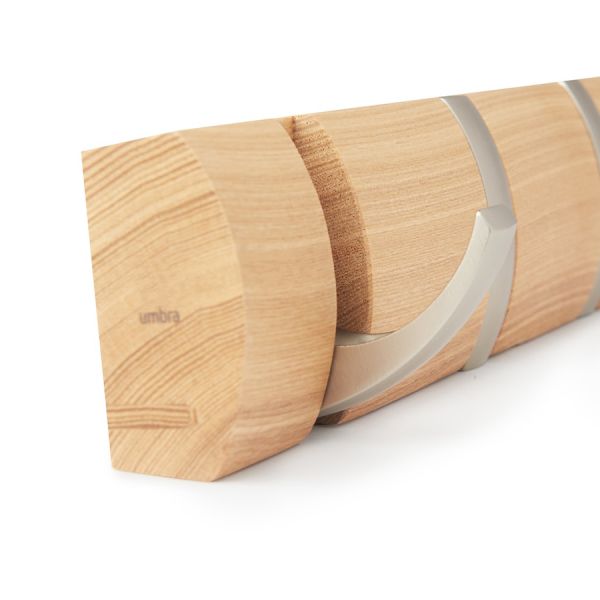 Вешалка Flip настенная горизонтальная 5 крючков натуральное дерево Umbra