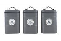 Набор банок для сыпучих продуктов Grandham, тёмно-серые, 1,45 л, 3 шт Maxwell & Williams