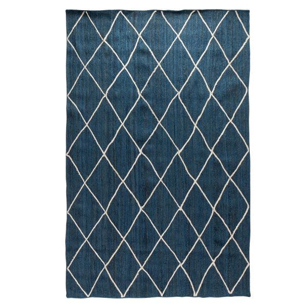 Ковер из джута темно-синего цвета с геометрическим рисунком из коллекции ethnic 200x300 см