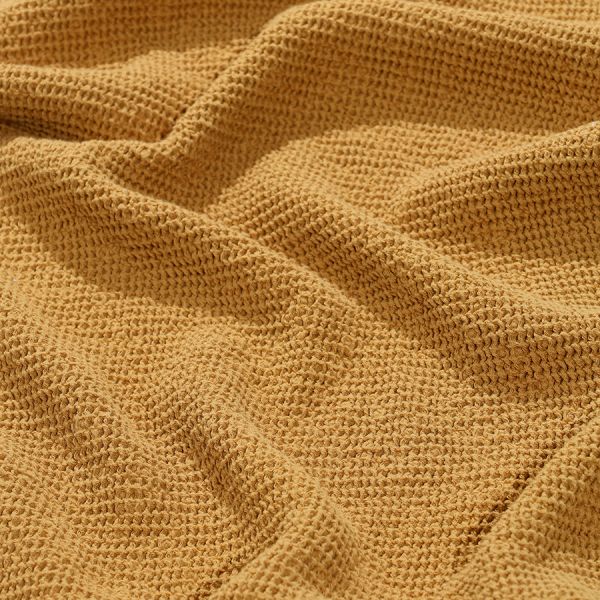 Полотенце для лица из умягченной вафли цвета охры из коллекции essential, 30x30 см Tkano