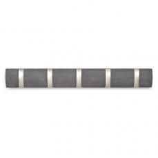 Вешалка настенная горизонтальная Flip 5 крючков дерево/никель