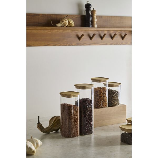 Банка для хранения квадратная glass bamboo 1.4 л Smart Solutions