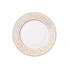 Тарелка обеденная 27 см, фарфор, белая, с золотистым орнаментом, Golden Pozzi Milano 1876