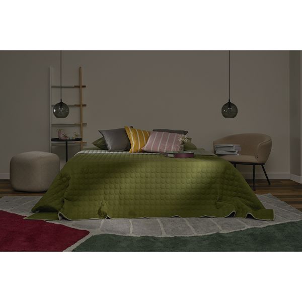 Покрывало стеганое solid dots оливкового цвета из коллекции essential, 230х250 см Tkano