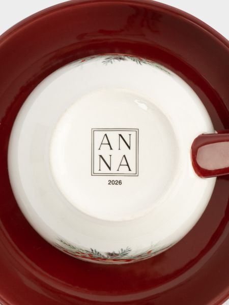 Пара чайная 220 мл на 2 персоны, 4 предмета, керамика, красная, Лошадка, Festival Anna Lafarg
