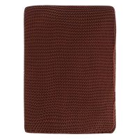 Плед из хлопка жемчужной вязки коричневого цвета из коллекции essential, 130x180 см Tkano