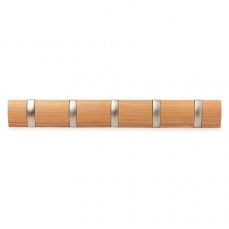 Вешалка Flip настенная горизонтальная 5 крючков натуральное дерево Umbra