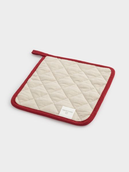 Прихватка 20x20 см, хлопок, серо-бежевая, Олень в шарфе, Deer Anna Lafarg
