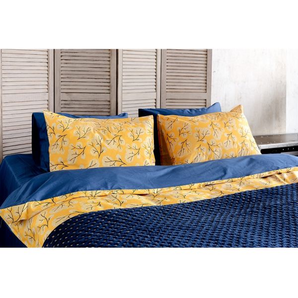 Комплект постельного белья из сатина с принтом 'Сибирский цветок' из коллекции russian north, 150х200 см Tkano