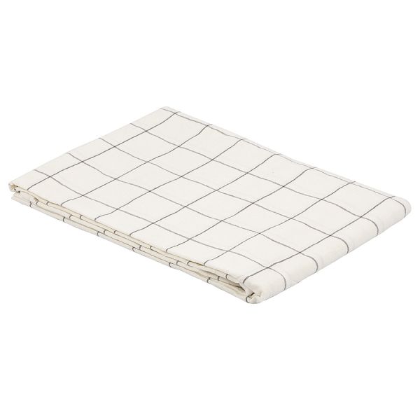 Скатерть из хлопка круглая белого цвета в клетку из коллекции essential, 160 см Tkano
