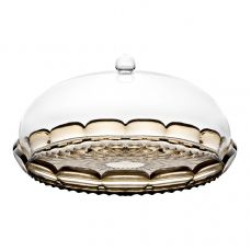 Блюдо сервировочное с крышкой vanity 30 см, коричневое Guzzini