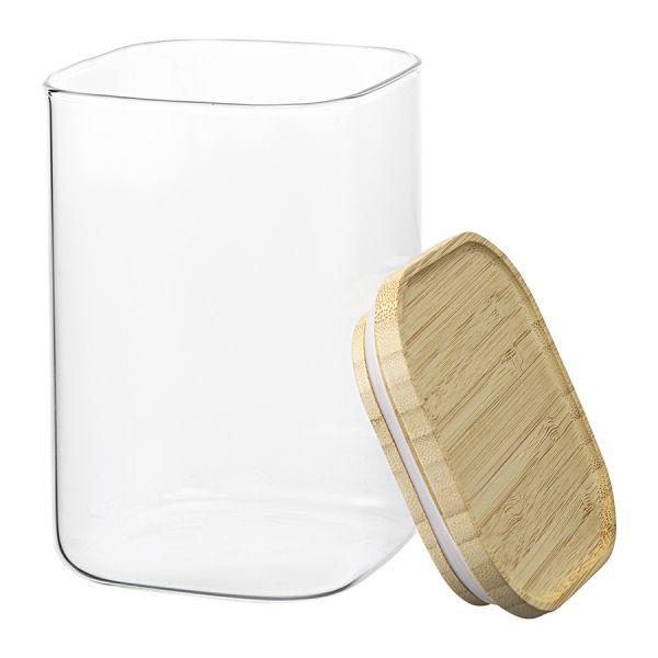 Банка для хранения квадратная glass bamboo 1,1 л Smart Solutions