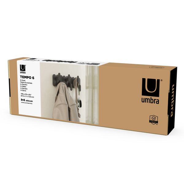 Вешалка настенная tempo, 6 крючков, черная Umbra