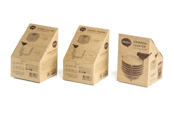 Набор подставок под чашки Sparrow цвет белый с зеленым