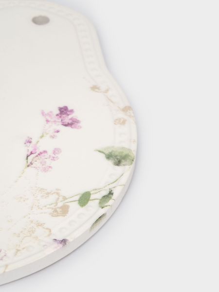 Подставка под горячее 21x19 см, керамика/пробка, белая, Полевые цветы, Meadow
