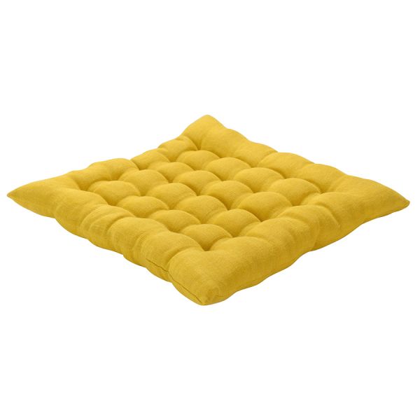 Подушка на стул из стираного льна горчичного цвета из коллекции essential 40х40x4 см