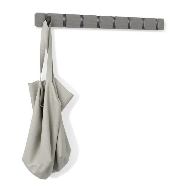Вешалка настенная горизонтальная flip 8 крючков серая олово