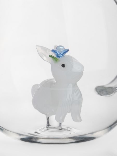 Кружка 450 мл, стекло, Кролик с цветком, Easter
