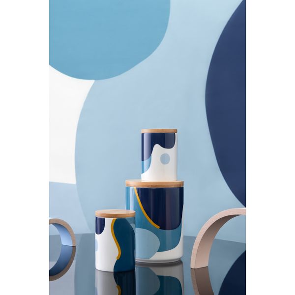 Банка для хранения синего цвета с авторским принтом из коллекции freak fruit 1,25л