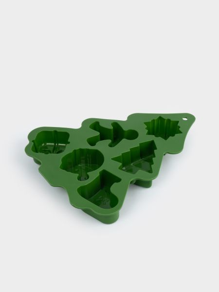 Форма для выпечки кексов 23х18 см, 6 отд, силикон, зеленая, Елка, Muffin ANNA LAFARG