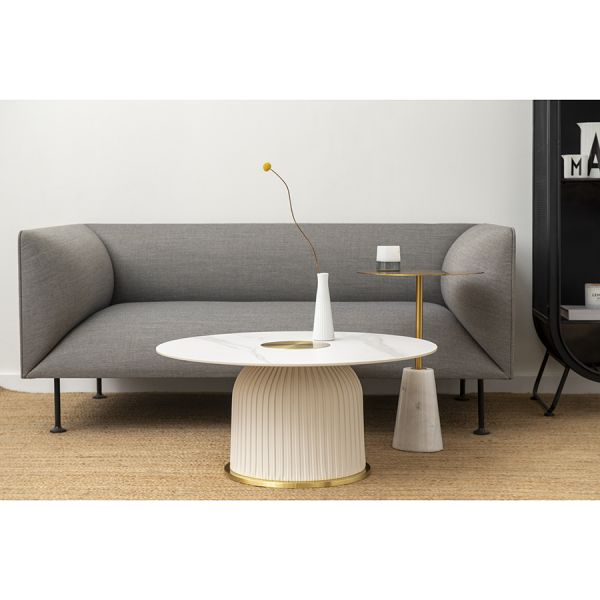 Столик кофейный asgard D42 см латунь/белый