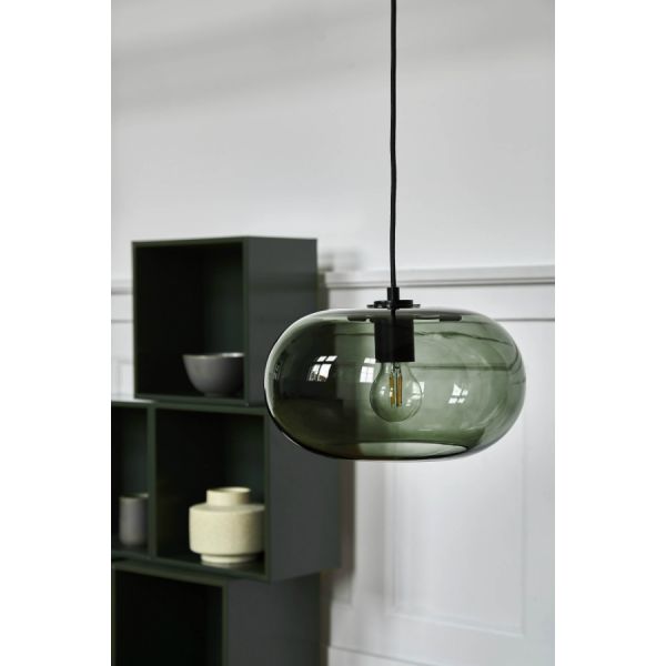 Лампа подвесная kobe зеленое дымчатое стекло черный цоколь1299350505001