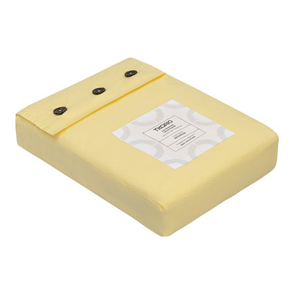 Простыня на резинке из стираного перкаля светло-желтого цвета из коллекции essential, 180х200х30 см Tkano