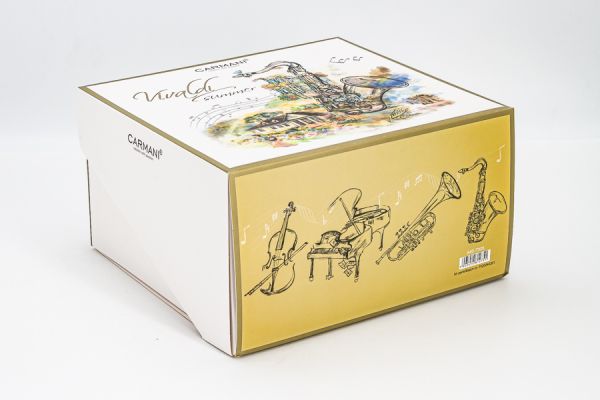 Кружка 380 мл, фарфор F, белая с желтым кантом, Лето, A. Vivaldi Carmani