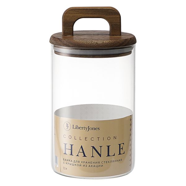 Банка для хранения стеклянная с крышкой из акации hanle 1,1 л Liberty Jones