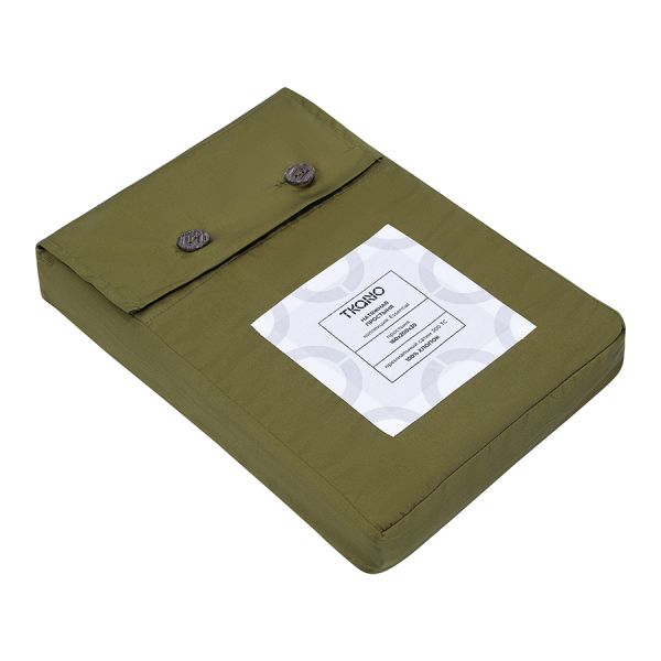 Простыня на резинке из премиального сатина оливкового цвета из коллекции essential, 160х200х30 см Tkano