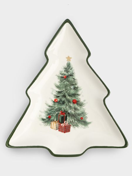 Блюдо 23х20 см, керамика, зеленое, Елка с подарками, Festival Anna Lafarg