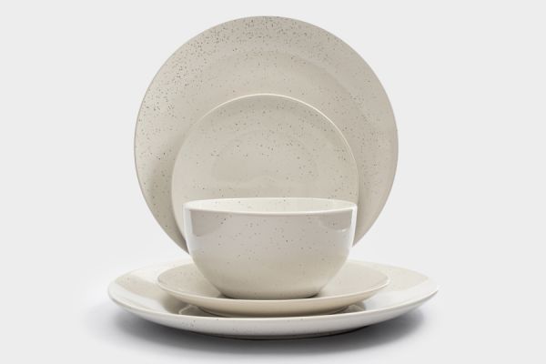 Сервиз обеденный на 6 персон, 18 предметов, молочный, в крапинку, Viveiro ANNA LAFARG
